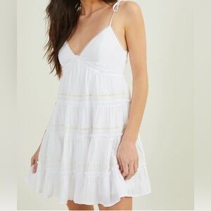 Altar’d State Lucy Tie Shoulder Mini Dress in White